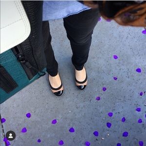 J.Crew Tan & Black Patent Cap Toe Ballet Flats